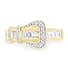 Jewel Zone US White Cubic Zirconia Belt Buckle Fashion Ring in 14k Yellow Gold Over Sterling Silver