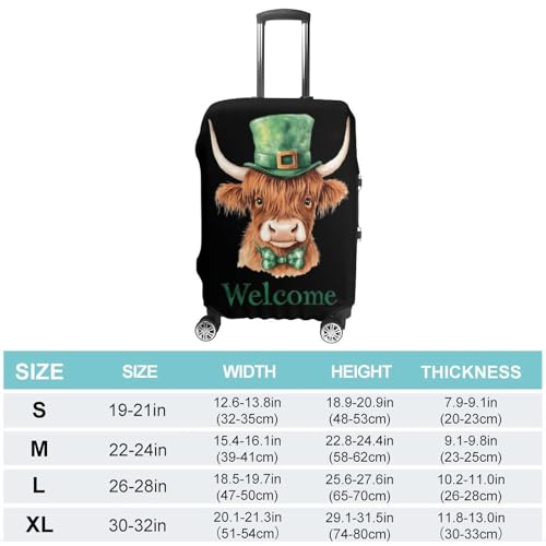 Welcome St Patricks Day Higndland Cow Travel Luggage Cover for Suitcase 19-32 Inches Elastic Washable Baggage Protector2