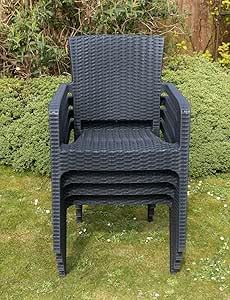 OMS Home Store Garden Patio Chairs Coffee Bistro Set Rattan Style Outdoor Furniture with 4/6/8 Chairs (4)
