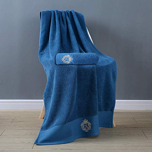 Serviette de bain bleue 100% coton longues fibres extra douce de qualité supérieure