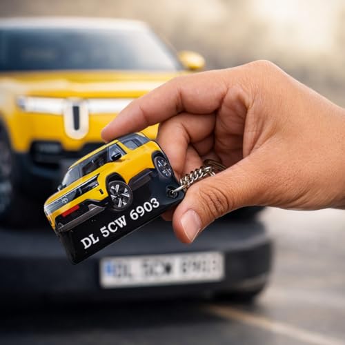 Image of Custom Car Photo Resin Keychain with Number | Personalized Vehicle Image Keyring | Stylish Gift for Car Owners