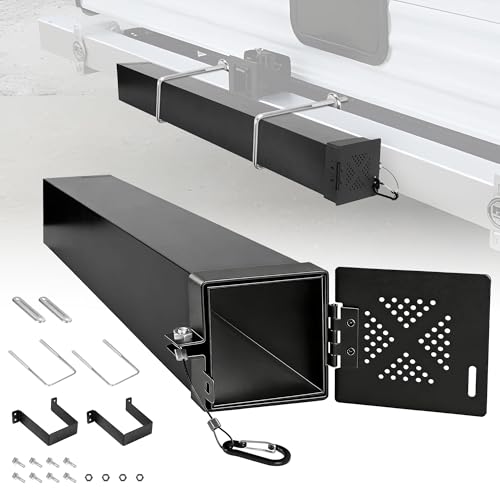Ustinian RV Bumper Storage Tube 4 Square Cap with 31 Aluminum Camper Bumper Rustproof Corrosion Resistant for Installation on the Rear/Bottom Black