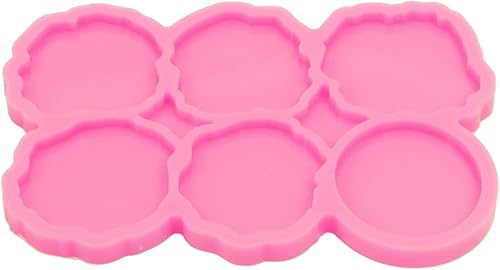 Miniatura 3 de Moldes de silicona de círculo irregular de 1.7 pulgadas con 6 cavidades para agarre de teléfono, enchufe de geoda, bricolaje de resina epoxi,