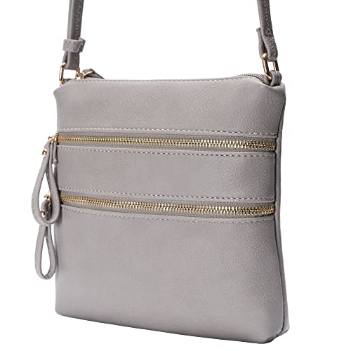 Image of Solene Small Multi Zipper Pocket Crossbody Bag with Adjustable Strap, Lightweight Travel Purse, Daily Small Messenger Pouch