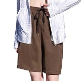 [Teddy] サーフパンツ水着 レディース 水陸両用 薄手 膝丈 ウエストゴム ひも付き 夏 pants535 (L, ブラウン)