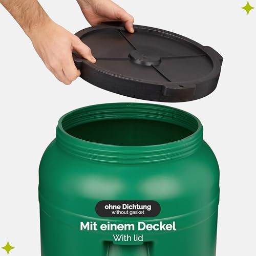 Garronda Weithalsfass 80 Liter Futtertonne mit Deckel ohne Dichtung– BPA-freier HDPE Futterbehälter für Wasser, Lagerung, Tierfutter, Sauerkraut und Gurken GD-0142
