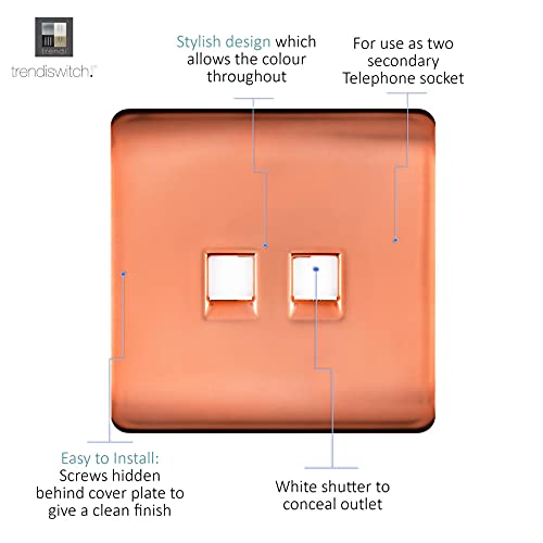 Trendi Modern 2 Gang Telephone Socket in Copper - Image 2