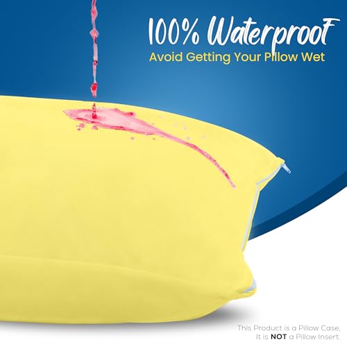 Image of Utopia Bedding Premium 100% Waterproof Pillow Protectors with Zipper Standard Size (Set of 4), Bed Bug and Dust Mite Proof Zippered Pillow Covers, Pillow Encasement Cases, Yellow