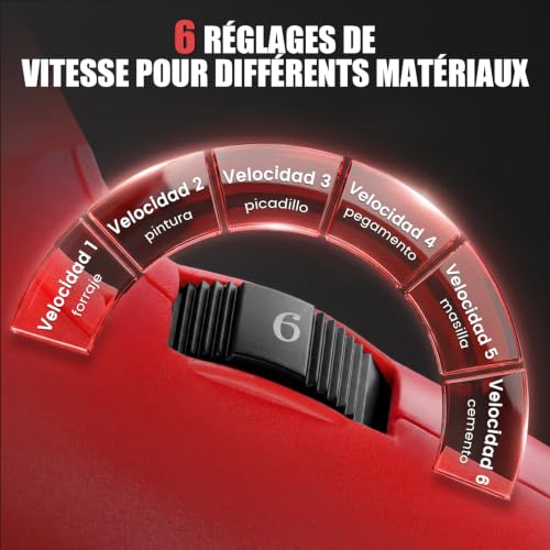Miniatura 3 de Anbull Mezclador De Pintura Y Mortero 2100w, 6 Velocidades,Mezcladora De Mortero,Hormigoneras, Velocidad Variable De 6 Tipo Para Mezclar Pienso, Yeso, Cemento