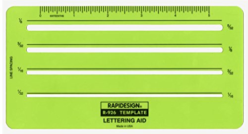 Rapidesign Lettering Aid Template, 1/16, 3/32, 1/8, 5/32 Inch Sizes, 1 Each (R926)