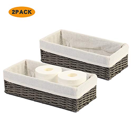 HOSROOME Bathroom Storage Organizer Basket Bin Toilet Paper Basket Storage Basket for Toilet Tank Top Decorative BasketÂ for Closet, Bedroom, Bathroom, Entryway, Office(Grey)
