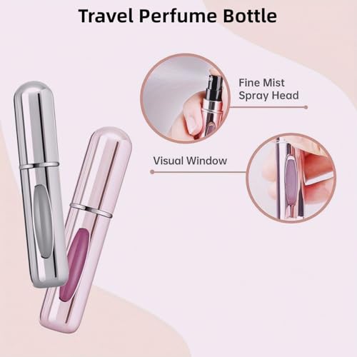 LONCESS Perfume Travel Refillable | Portable Fragrance Sprayer with Leak-Proof Design | Refillable Perfume Spray & Pump Case | 6-Pack Bundle (5ml Each) | Ideal for Travel & Gifts4