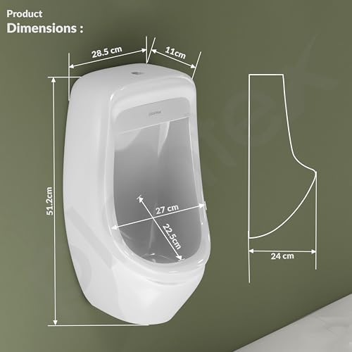 Image of Plantex Ceramic Premium Wall Mount Large Urinal Pot for Men /Male /Boy /Gents Toilet for Bathroom /Commode for Toilet- (White, Loki)