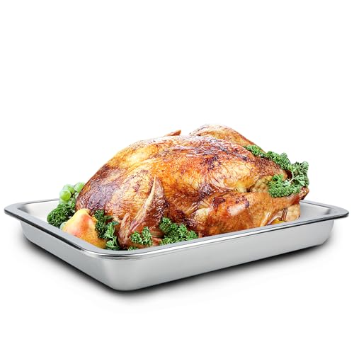 DOLAMOTY BBQ Stainless Steel Roasting Pan, Drip Pan for Big Green Egg, Smoking and Grilling Grill Drip Pan for Roasting Rack, for Big Green Egg, Kamado Joe, Char-Griller Akorn, etc