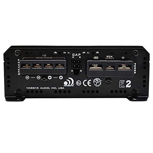 Massive Audio E2 - Car Audio 1,600 Watt Nano Edge Series, Monoblock Car Amplifier, Bass Boost, 1 Ohm Stable #TOP2