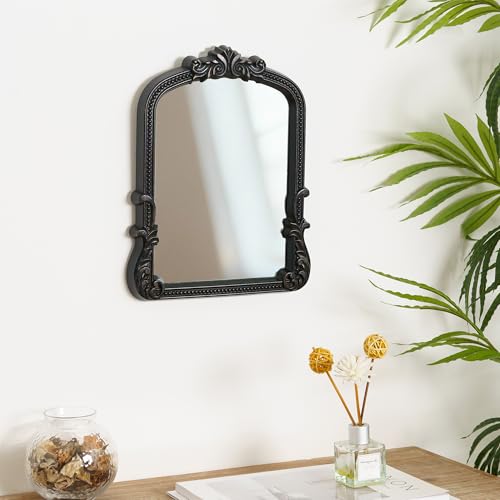 Image of Vintage Vanity Black 9.5x12 Small Tabletop Gothic Mirror with Stand