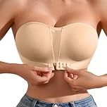 Plus Size Push up Strapless Bras for Women Large Breasts White Black Seamless Wireless Anti-Slip Bandeau Bras Invisible Convertible Bralette Ladies Front Closure Full Coverage Padded Everyday Bra UK