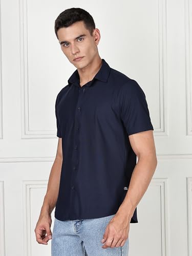 Image of Thomas Scott Men's | Premium | Spread Collar | Slim Fit | Short Sleeves | 4 Way Stretch | Coolmax | Knitted | Casual | Shirts for Men