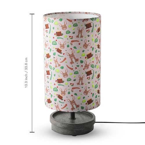 Image of ExclusiveLane 'Rabbit & Grove' Mango Wooden Table Lamp for Bedroom Living Room Home Decoration & Bedside Lamp Bed Lamps for Side Table Side Lamp for Bed Room (33.8 Cm, Without Bulb, Handcrafted)