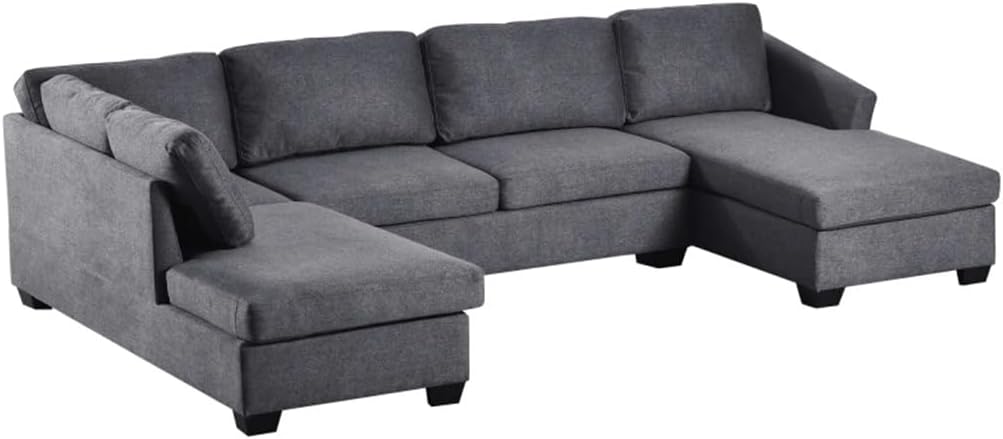 Large U-Shape Sectional Sofa, Extra Wide Chaise Lounge Couch, Grey, Suitable for Living Rooms, Apartments