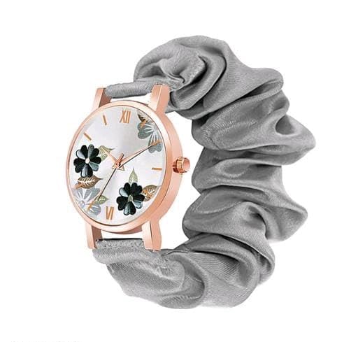 Ribbon Watch Scrunchies Watch with Classic & Unique Scrunchies Strap Cloth Soft Pattern Solid Fabric Wristband Watch Girls Ladies Bracelet Meching (Grey) (B0D1MRX8BP) Amazon Price History, Amazon Price Tracker