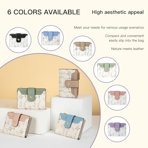 Small Women's Wallets RFID Blocking Leather Bifold Zipper Pocket Wallet Credit Card Holder with ID Window (Purple)2