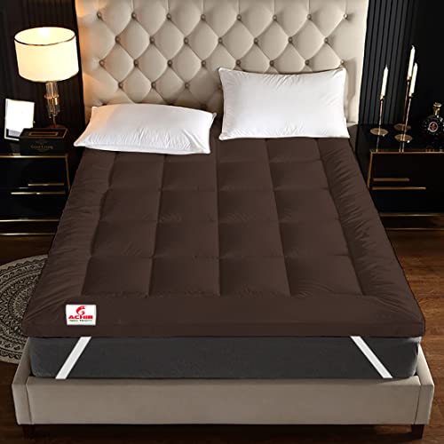 Image of ACHIR 500 GSM Super Soft Polycotton Microfiber Mattress Topper /Padding for Soft and Comfortable Sleep-Brown, (Small Size, 36 inchX72 inchInch, 3Ft X 6Ft)