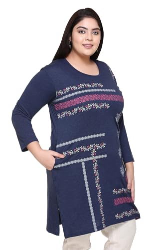 Image of In Love Women's Plus Size Printed Long Tops, Round Neck 3 /4 Sleeve Relaxed Fit Longline T-Shirt Tunic