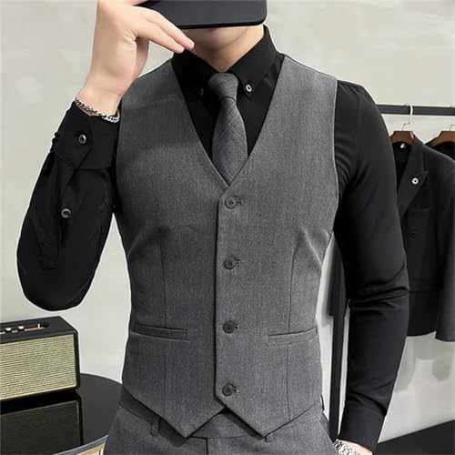 Men's Solid Color Elastic Casual Business Vest – Groom Wedding Party Waistcoat2