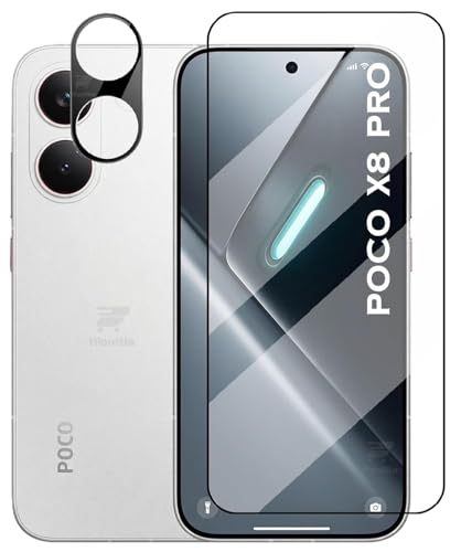 Image of [1+1 Tempered Glass for Poco X8 Pro 5G with Camera Lens Protector Edges to Edge Screen Guard Protector Ultrasonic FingerPrint Unlock 9H Hardness - (Pack of 2)