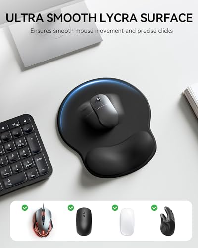 Image of Laborio Mouse Pad with Wrist Rest, Ergonomic Mouse Pads for Desk, Office Non-Slip Large Mousepad with Gel Wrist Support(Black, 10.6''L x 9''W)