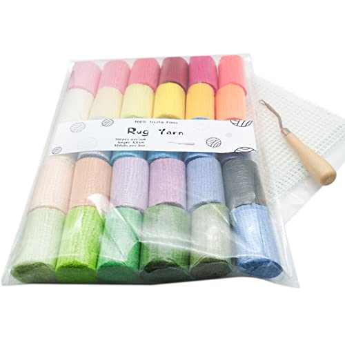 Image of 30 Assorted Colorful Yarn Bundles, Latch Hook Rug Precut Colorful Yarn | Ideal for DIY Knitting Craft for Tapestry Knotted Rug Making