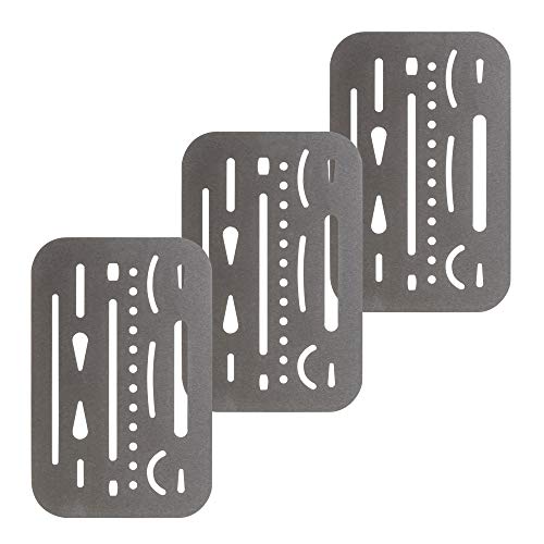 Pacific Arc Professional Erasing Shield Solid Stainless Steel with 26 Openings, 3 Pack