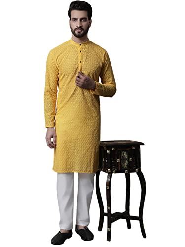 Image of Jompers Men's Regular Fit Cotton Embroidered Kurta Set