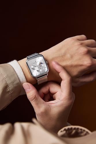 Image of London Fog Hampstead Collection Chronograph Watch for Men with Square Dial, Luminous Hands & Hour Markers, Date Display & Mesh Metal Strap - LFM10007