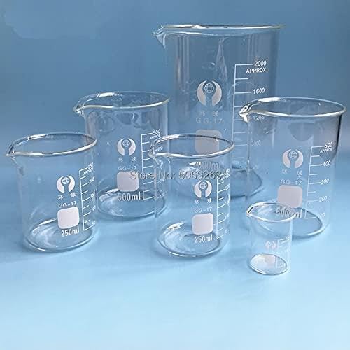 1 Juego de Vasos de precipitados de Vidrio de borosilicato de Laboratorio de Todos los tamaños, Forma química, Vidrio de borosilicato 3.3 con graduación(Set 4)