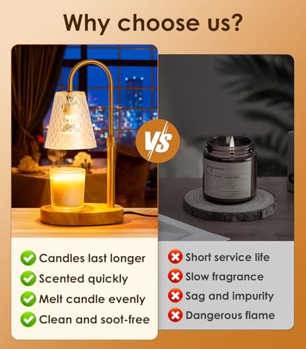 Candle Warmer Lamp with Timer: Adjustable Height Dimmable Warmer Candle Lamps Wax Melt Warmer Candle Warmer Lamp for Home Decor House Warming Gifts New Home