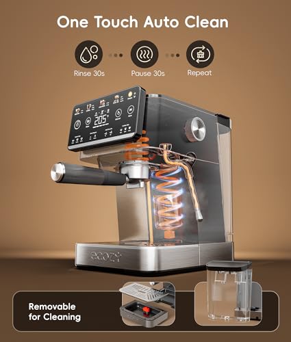 Image of ecozy 4-in-1 Espresso Machine and Coffee Maker Combo with Milk Frother, All in One with Cold Brew & Over Ice, Interactive Touch Screen, Brezzano Elite Series for Cappuccinos, Lattes, Americanos