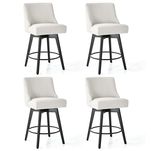 Image of 26 inch Counter Height Swivel Bar Stools, Set of 4, Cream