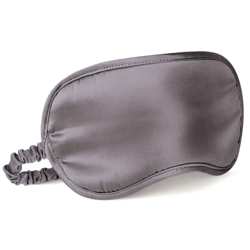 Charcoal Gray: Lulusilk Mulberry Silk Sleep Eye Mask & Blindfold With Elastic Strap/Headband, Soft Eye Cover Eyeshade For Night Sleeping, Travel, Nap (Charcoal Gray)