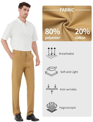 Image of Men's Tall Classic Fit Flex Flat Front Dress Pants Formal Pants for Business & Office