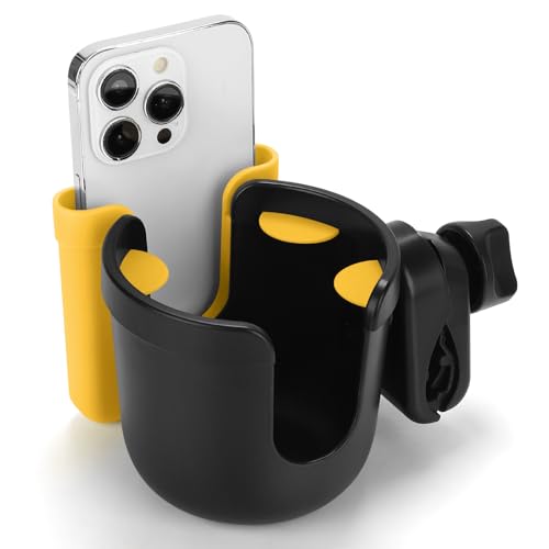 Image of Accmor 2-in-1 Wheelchair Cup Holder, Walker Cup Holder with Phone Holder, Universal Drinks Holder for Stroller, Rollator, Scooter, Walker, Wheelchair Accessory