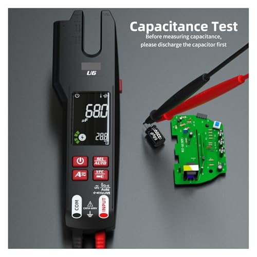 Digital Clamp Meter, Profesional Pinza Amperimétrica Digital U6 Multímetro con T-RMS DC AC hasta 600A, Mandíbula Abierta Auto Rango miniatura 4