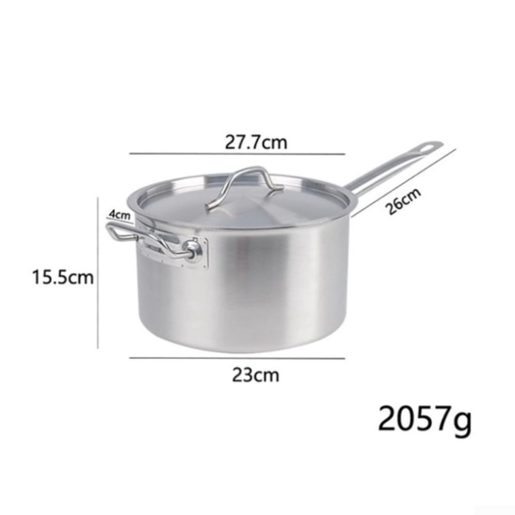 Yhenlovtt Pentola in acciaio inox con base composita ispessita, pentola per latte e zuppa per fornelli a gas elettrici a induzione, manico ergonomico