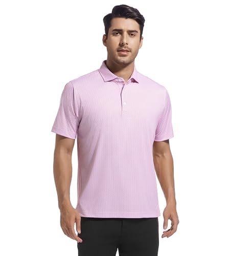 Alex Vando Mens Golf Shirt Moisture Wicking Classic Print Golf Shirts for Men