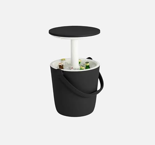 Bucket Cooler with Pop-Up Side Table, Black