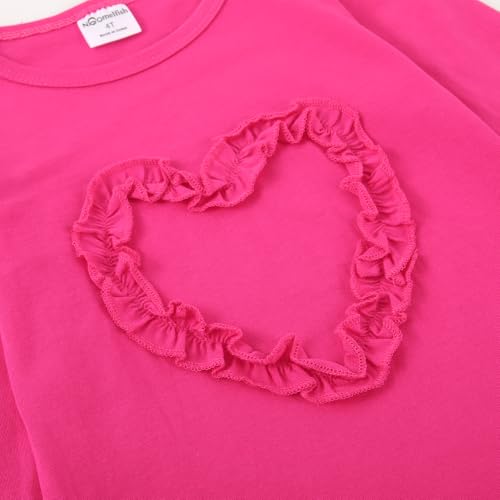 Image of Noomelfish Girls Ruffle Heart T-Shirts Cute Long Sleeve Tee Tops (4-12 Years)