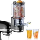 Juicer Attachment for KitchenAid, Cold Press Slow Juicer with 4.9" Large Feed Chute for Whole Fruits & Vegetables, Includes 2 * 1L Measuring Cups for KitchenAid Accessories and Attachments, Black