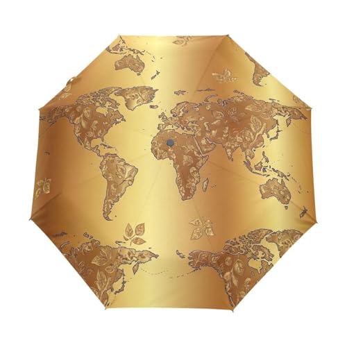 GAIREG Ombrello con mappa del mondo, ombrello compatto con apertura