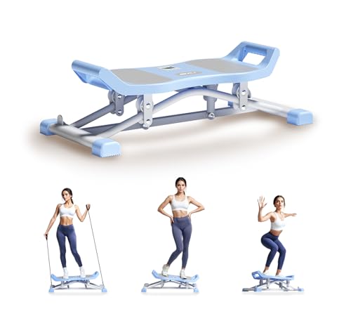 Image of 6-in-1 Wobble & Slide Machine, 330 lbs Capacity Fitness Stepper for Full Body Workout, Low Impact Aerobic Equipment with Resistance Bands & LCD Monitor, Fat Burning & Shaping for Home Gym